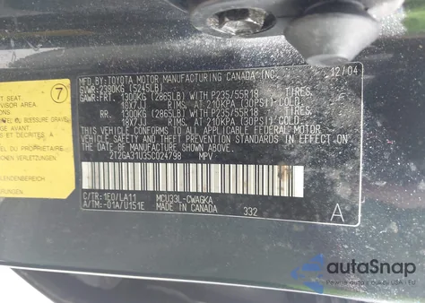 2005 Lexus Rx 330 z USA, uszkodzony, nr VIN 2T2GA31U35C024798